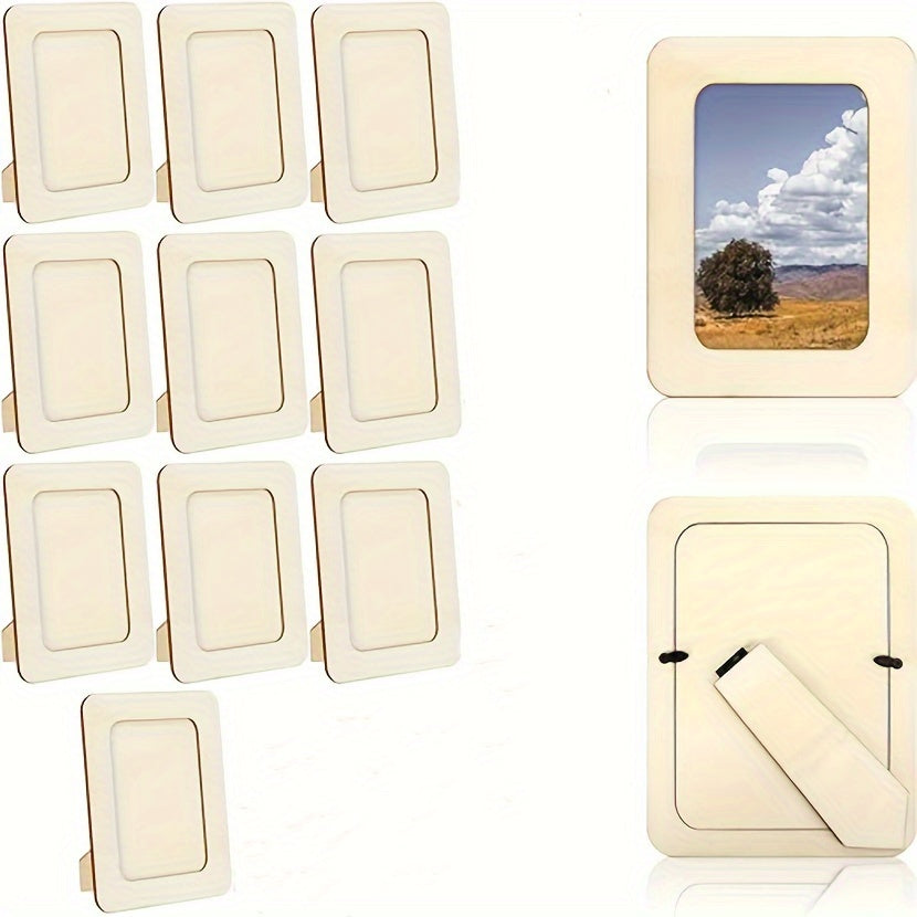 10 pezzi Cornice Fotografica - Cornici Fatte a Mano in Legno DIY 15,24 cm - Per Soggiorno, Ufficio, Regalo di San Valentino, Capodanno e Pasqua