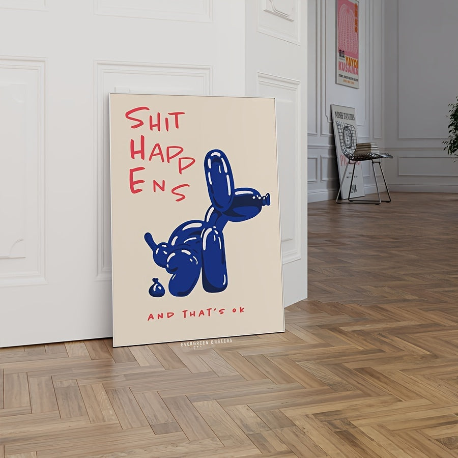 1 Peça Póster Moderno em Tela Sem Moldura - Tipografia Inspiradora Azul e Vermelha, Impressões de Cão Balão Decoração de Parede