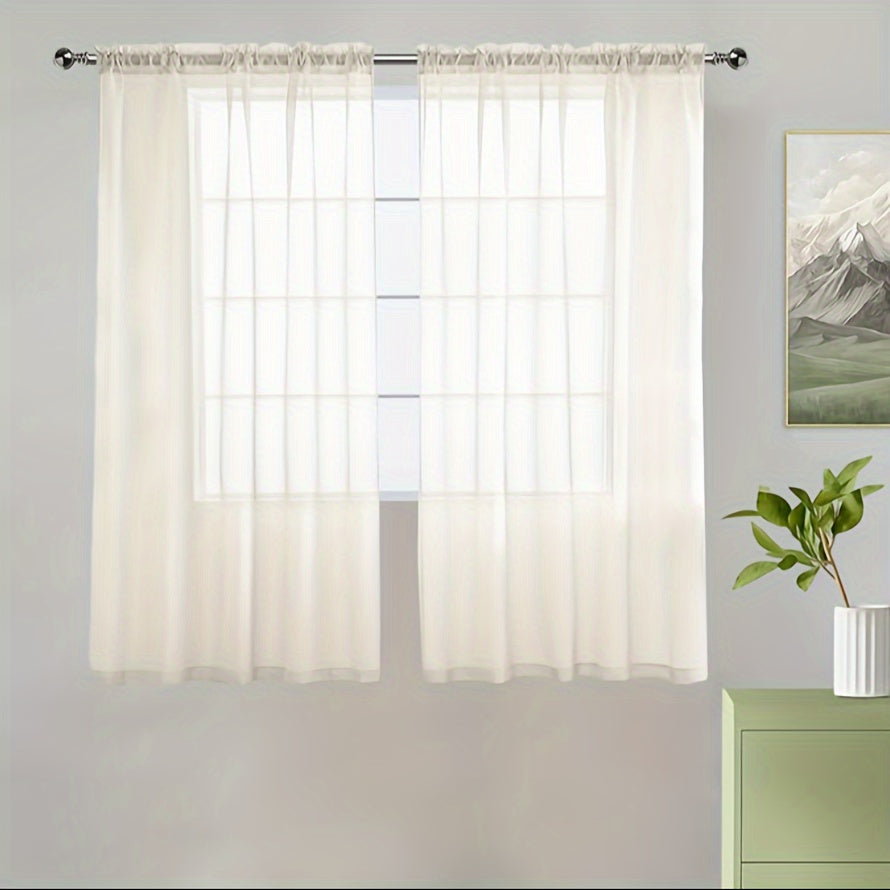 Cortinados Semi-transparentes - Pack de 2 Cortinados Leves e Respiráveis em Poliéster para Quarto e Portas de Terraço