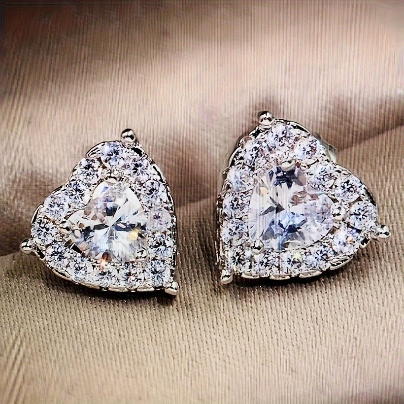 Regalo Festa Della Mamma Orecchini Donna Cuore Stud Strass