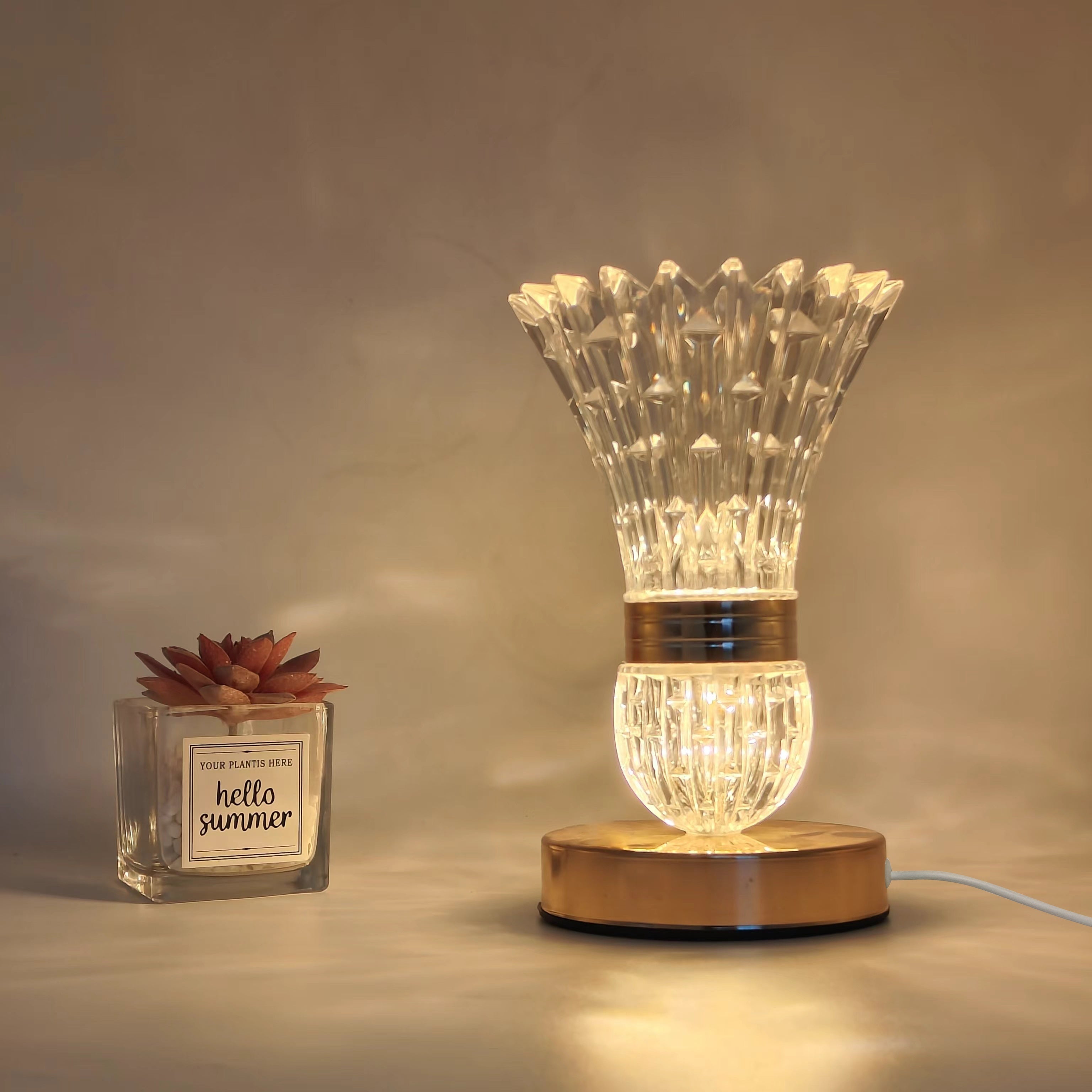 VaseLicht - Candeeiro de Mesa de Cristal LED com Luz Ambiente Regulável
