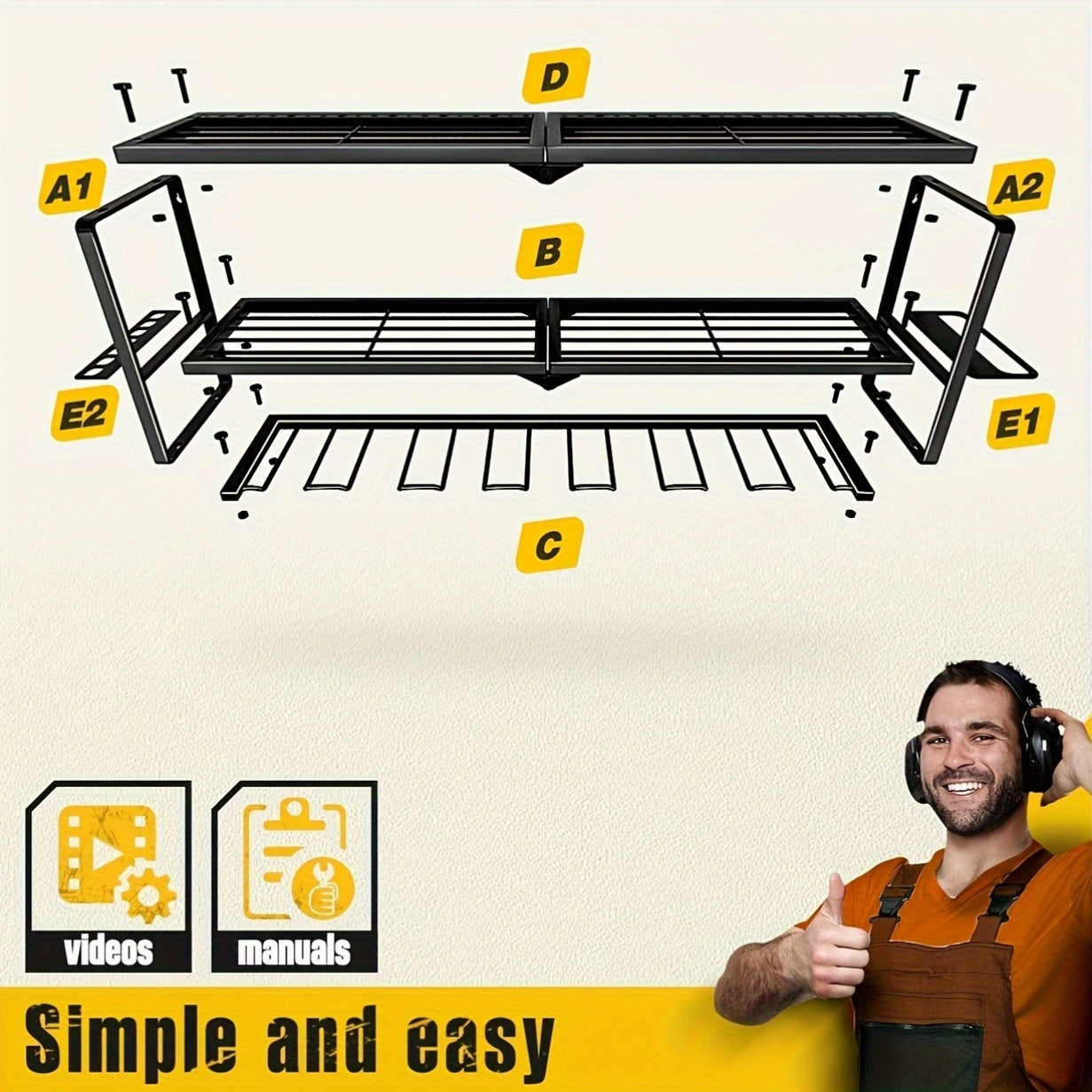 ToolShelf - Prateleira Metálica de Parede para Oficina - Prateleira Flutuante para Ferramentas