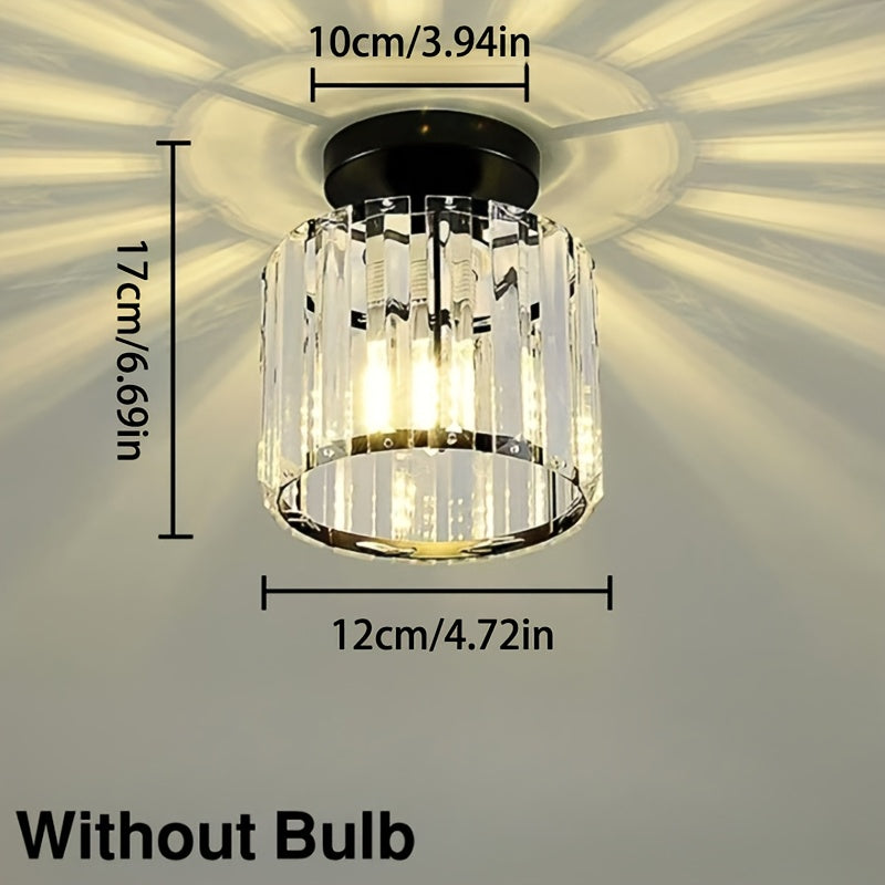 CrystalLuxe - Lampada da soffitto moderna E27 LED, nero oro con vetro di cristallo