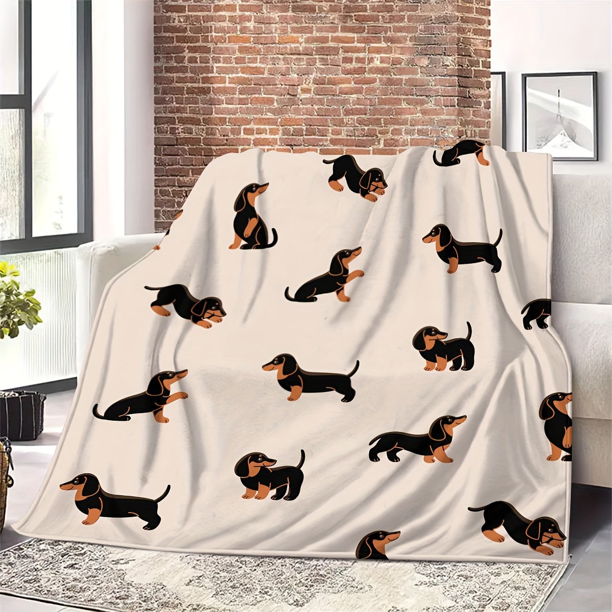 Manta de franela de perro salchicha – Manta suave, ligera y acogedora para amantes de los perros para dormitorio, sofá o sala de estar