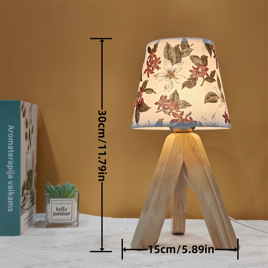 BloemLamp - Lampada da tavolo LED moderna con base in legno, alimentata via USB