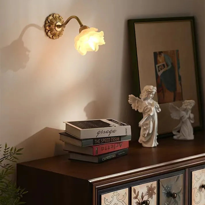 BlossomGlow – Vintage Copper Petal Wall Lamp