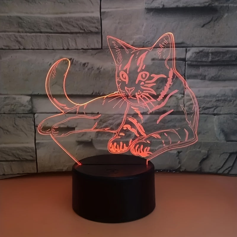 CatGlow - 3D Cat Night Light with 7 Colors Touch Control