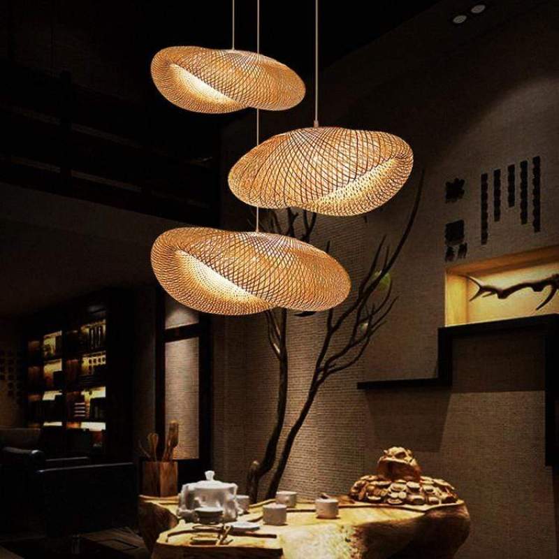 Candeeiro suspenso ZenBamboo LED Esferas de Bambu para Quarto