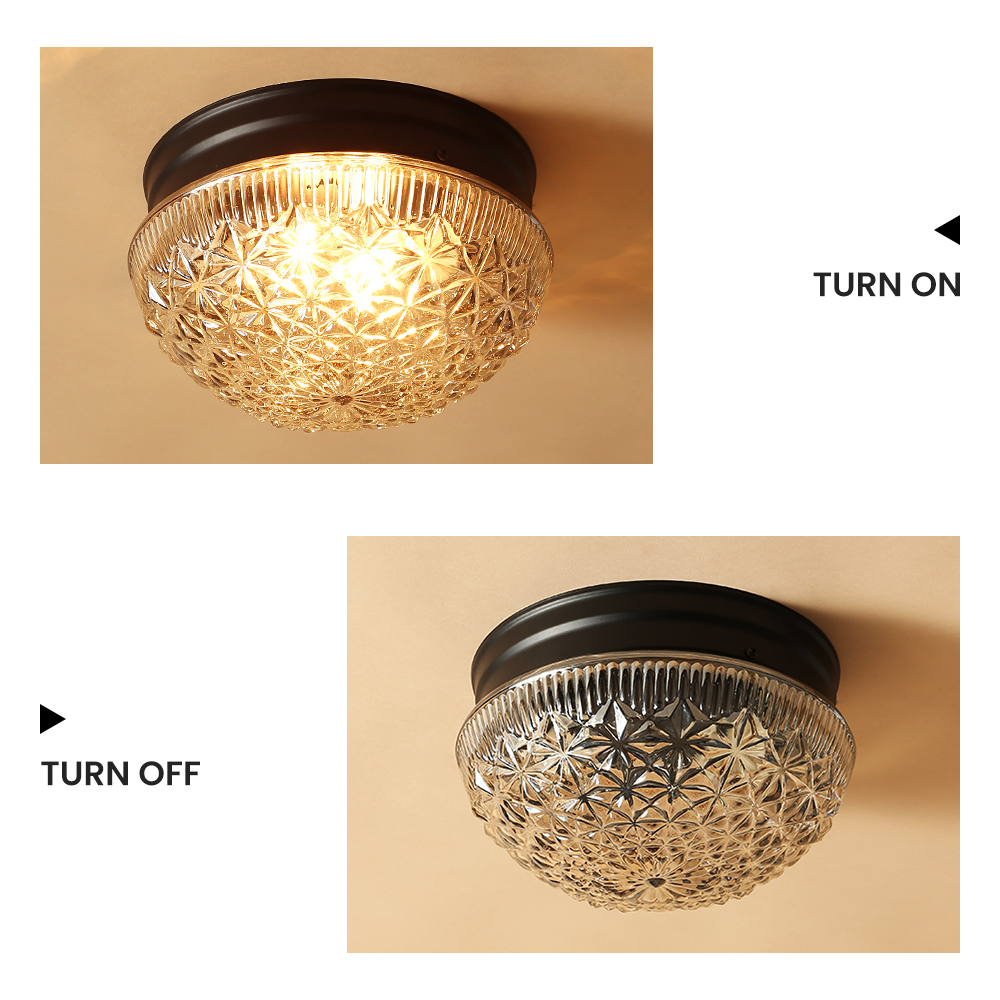 Lampada da soffitto in vetro trasparente scanalata per camera da letto
