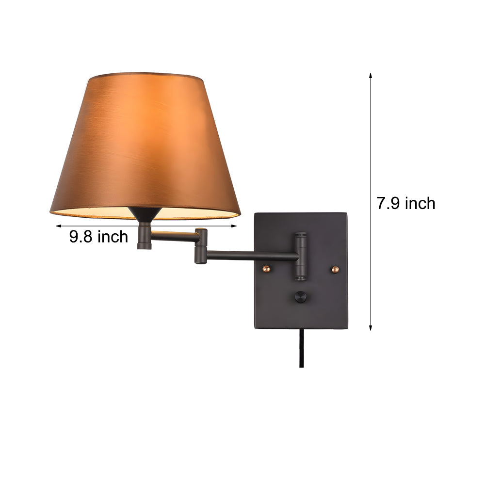 Lampada da parete a braccio snodato 1-Licht Plug-In con paralume in lino