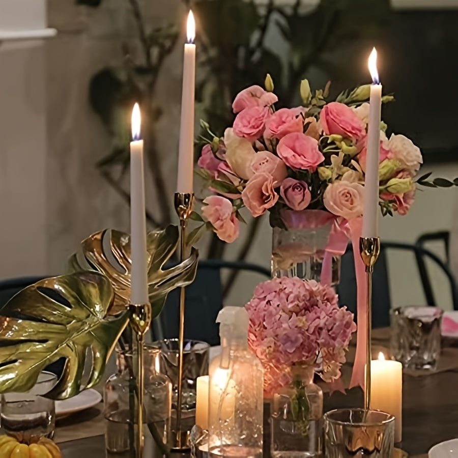 6-piece Set Black/Gold Candlestick - For Restaurant, Wedding, Dinner & Party Decoration