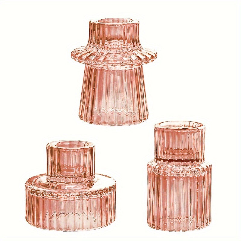 Portavelas de vidrio de 3/6 piezas - Perfectos para decoración de mesa y bodas