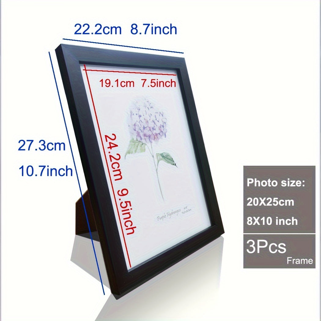 Juego de 3 Marcos de Fotos de Madera - Marco de Fotos Clásico para Decoración de Pared y Mesa, Perfecto para Fiestas y Regalos