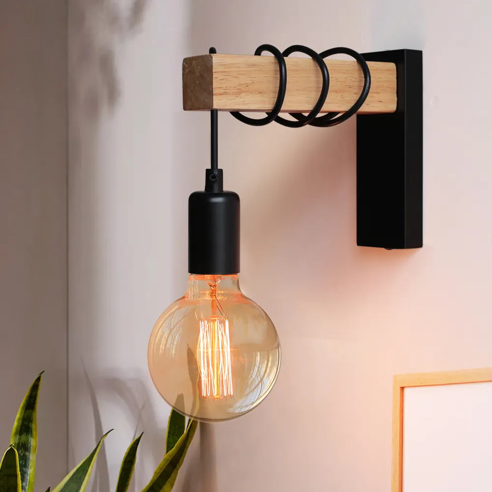 EikMetaal - Lampada da parete in legno e metallo