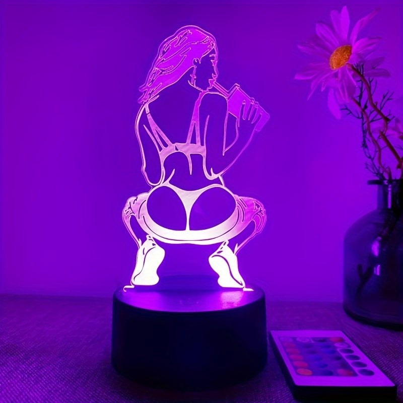 DecoLamp - Candeeiro de Mesa Artístico 3D com Comando à Distância, Alimentado por USB, 16 Opções de Cor