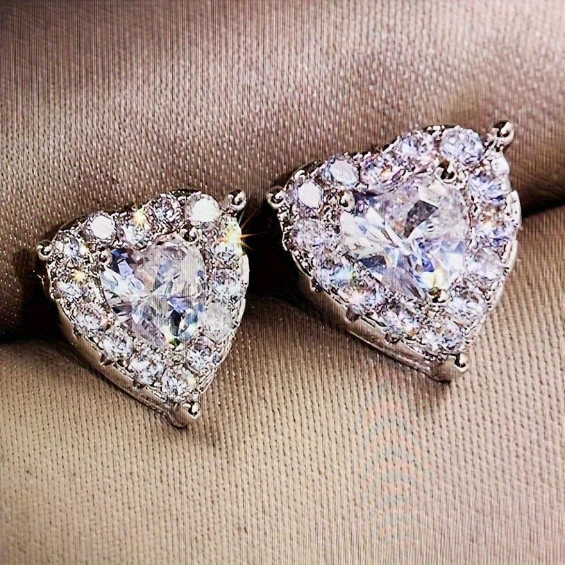 Regalo Festa Della Mamma Orecchini Donna Cuore Stud Strass