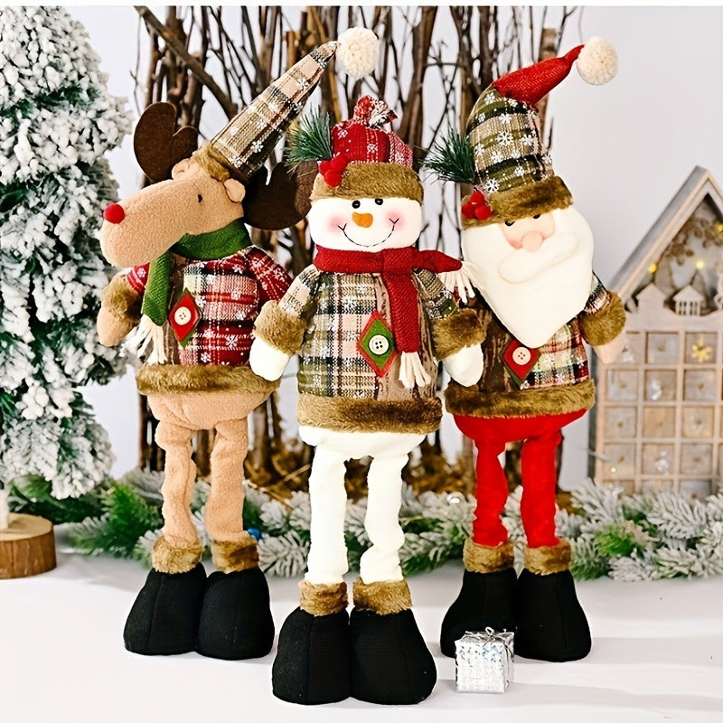 FestiveDecor - 3 Pezzi Decorazioni Natalizie: Babbo Natale, Pupazzo di Neve e Renna Statue