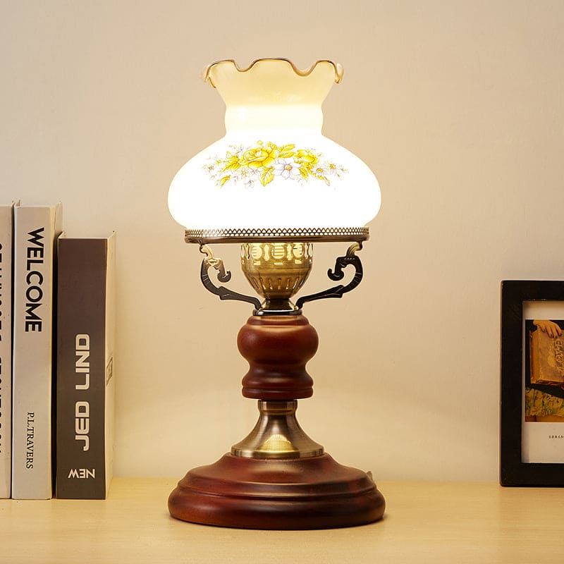 GlowSophie - Lampada da tavolo urna marrone scuro rosso intenso