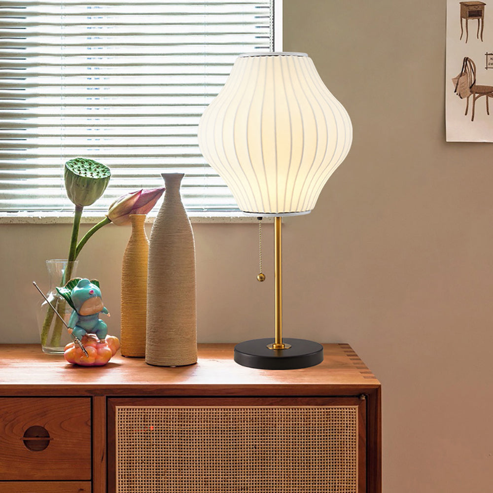 Lampada Notturna Bianca in Seta Classica per Camera da Letto