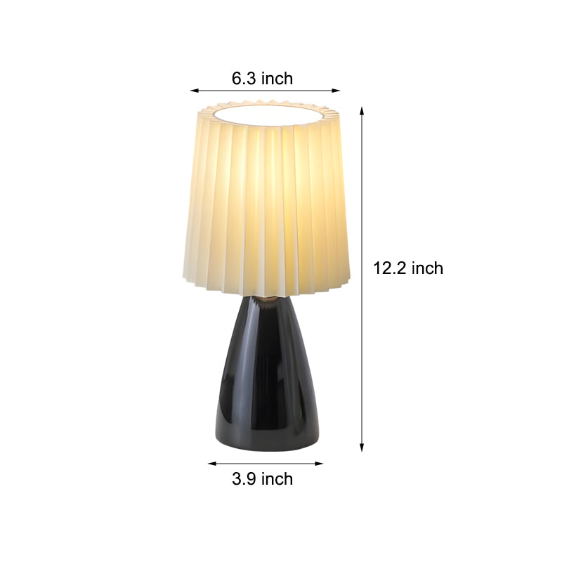 Lampada da tavolo a 1 luce con base in vetro e tessuto plissettato, USB dimmerabile