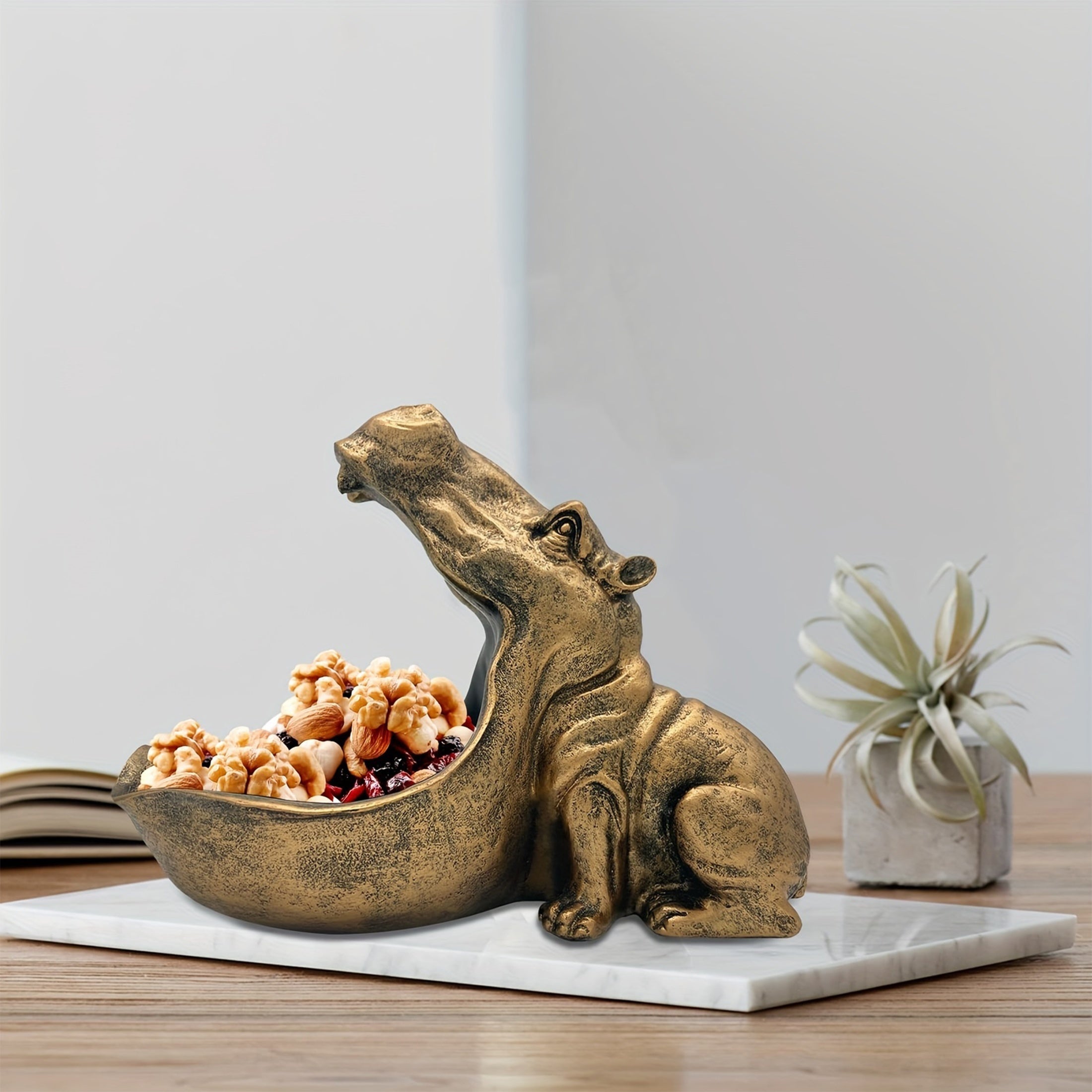 HippoServe - Hippopotamus Figurine with Candy Dish & Key Bowl