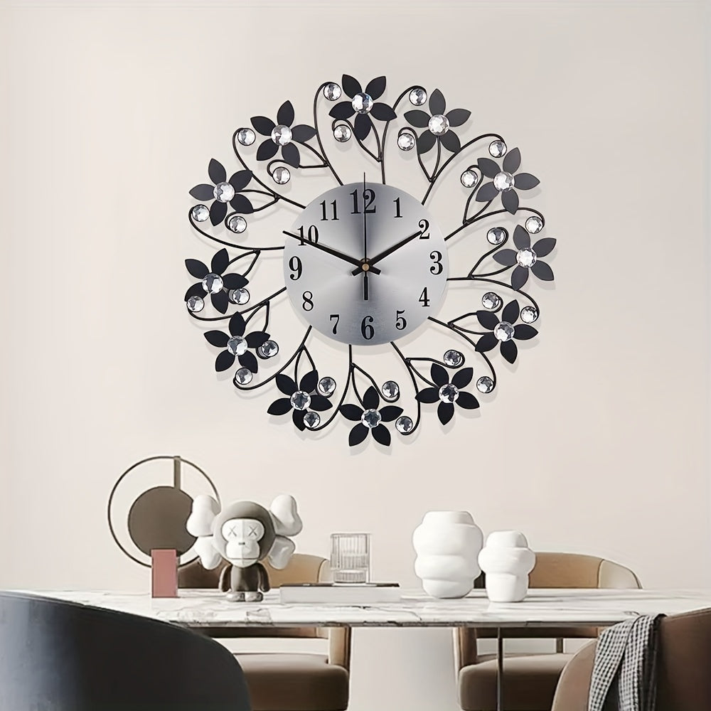 Relógio de Parede Metálico Silencioso - Relógio Decorativo Redondo para Sala de Estar
