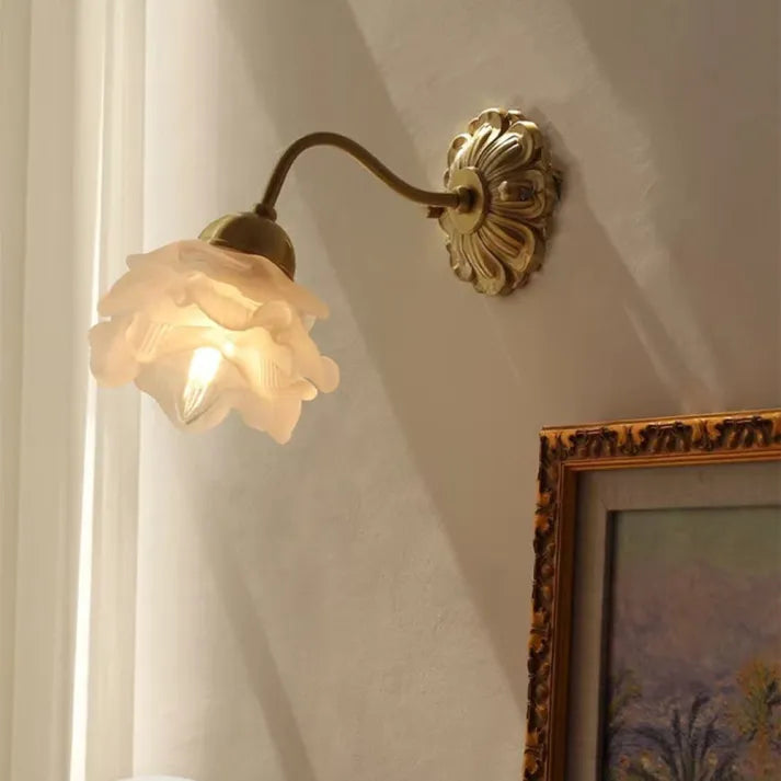BlossomGlow – Vintage Copper Petal Wall Lamp
