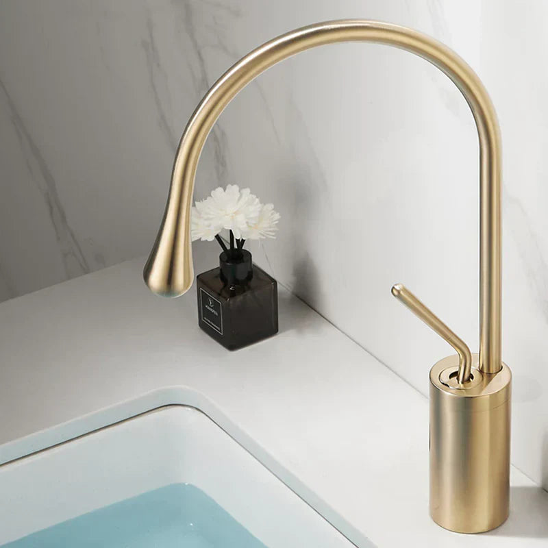 Torneira de Lavatório Estilo Gotas para Casa de Banho Giratória Torneira de Cascata