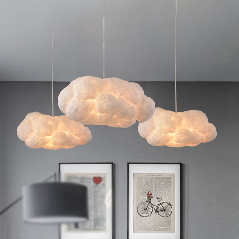 Lampada a sospensione LED Wolk di Aurora Design in PVC/Cotone Bianca