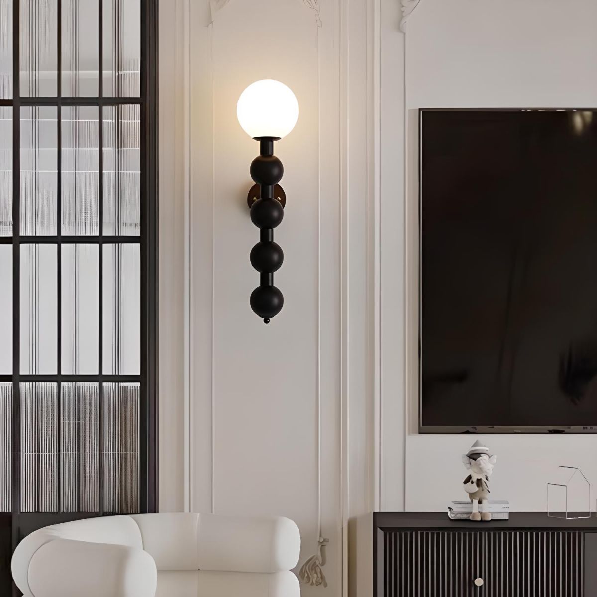 Lâmpada de Parede Longa em Metal Bauhaus com Múltiplas Esferas