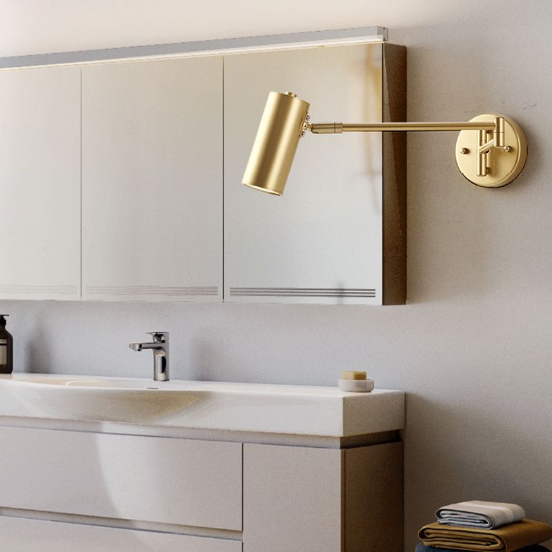 Lámpara de pared moderna ajustable cilíndrica, 2 colores, sala de estar, metal