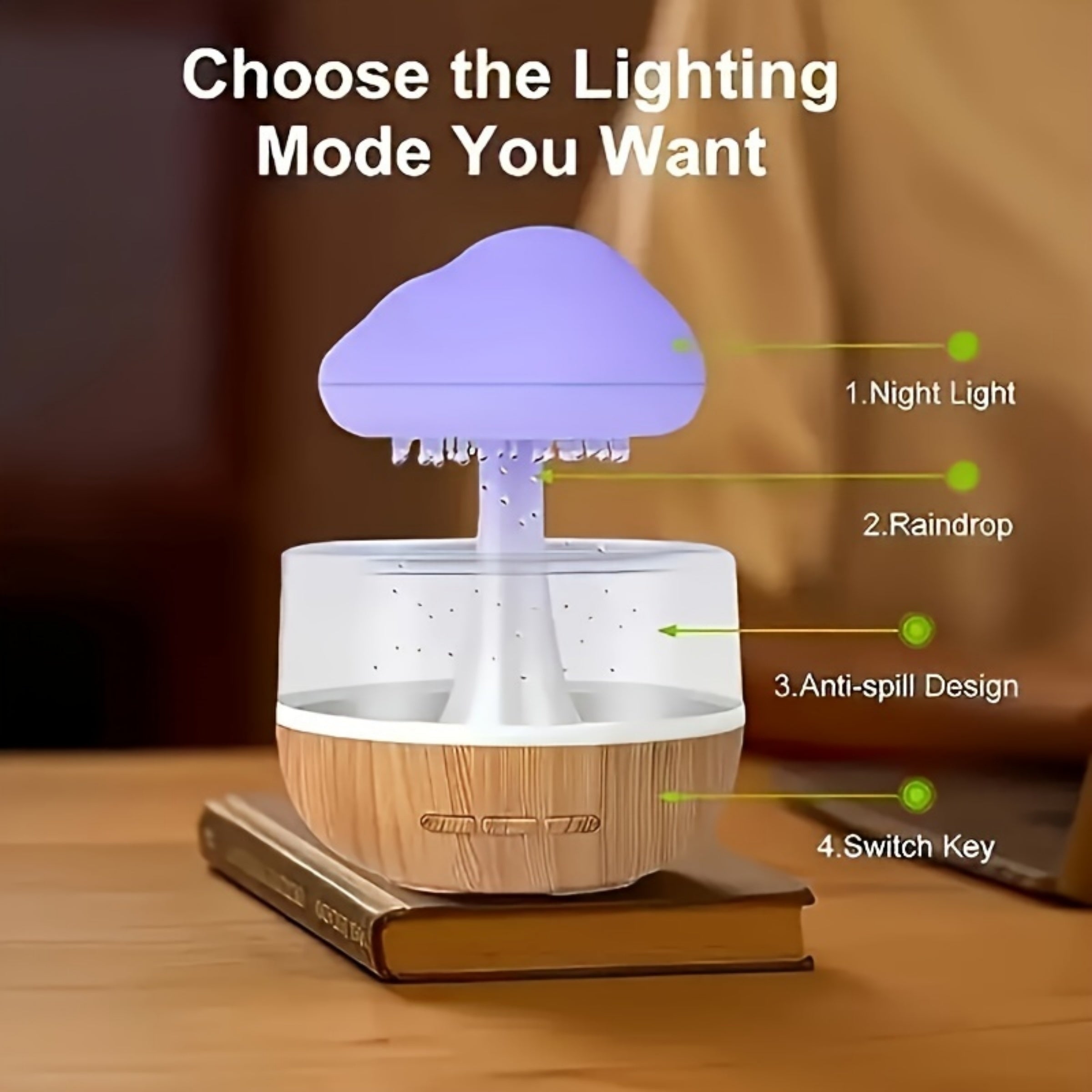 PhantomGlow - Lámpara de mesa USB y humidificador, luz decorativa