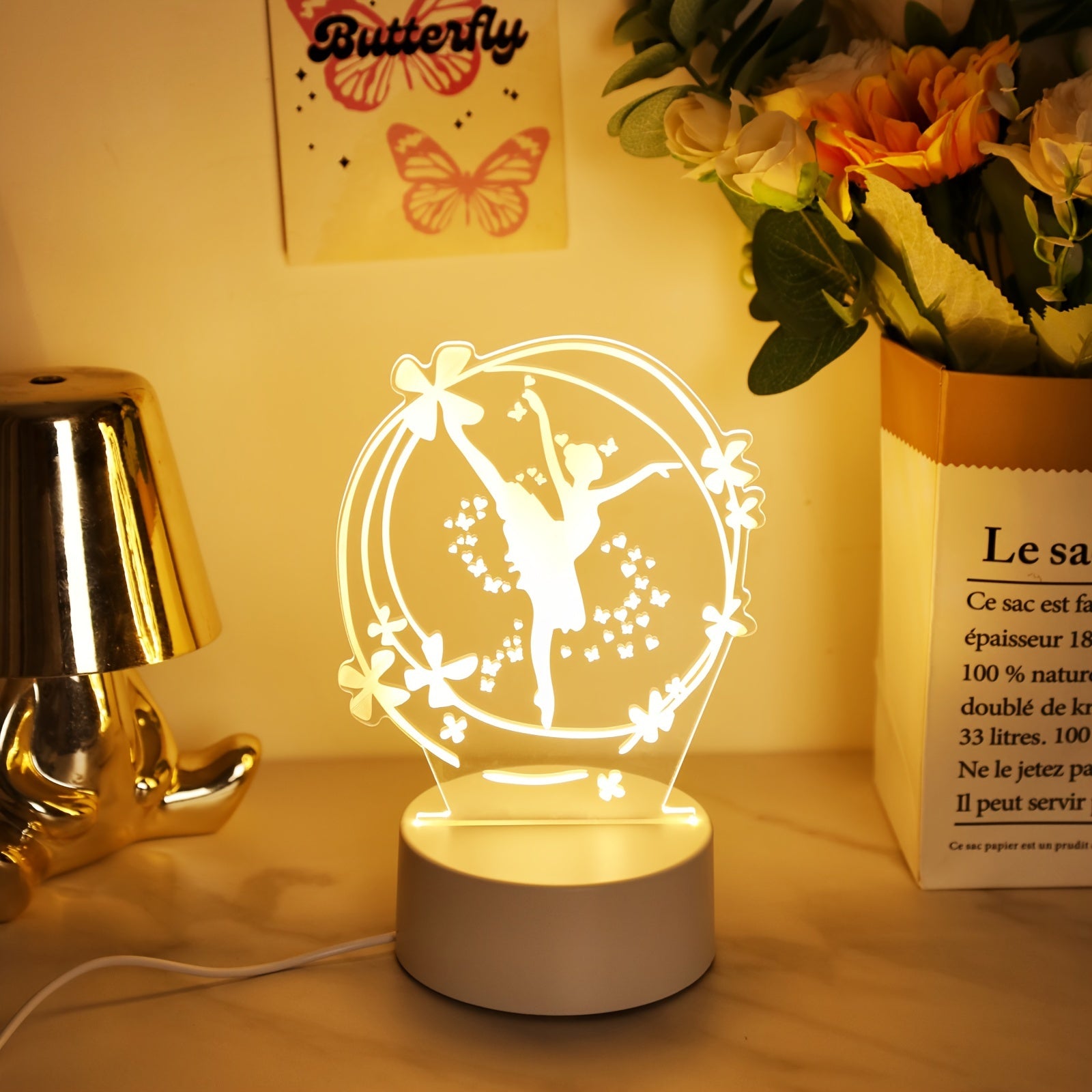 SpaceLamp - 3D Ballet Dancer LED Night Light USB Powered