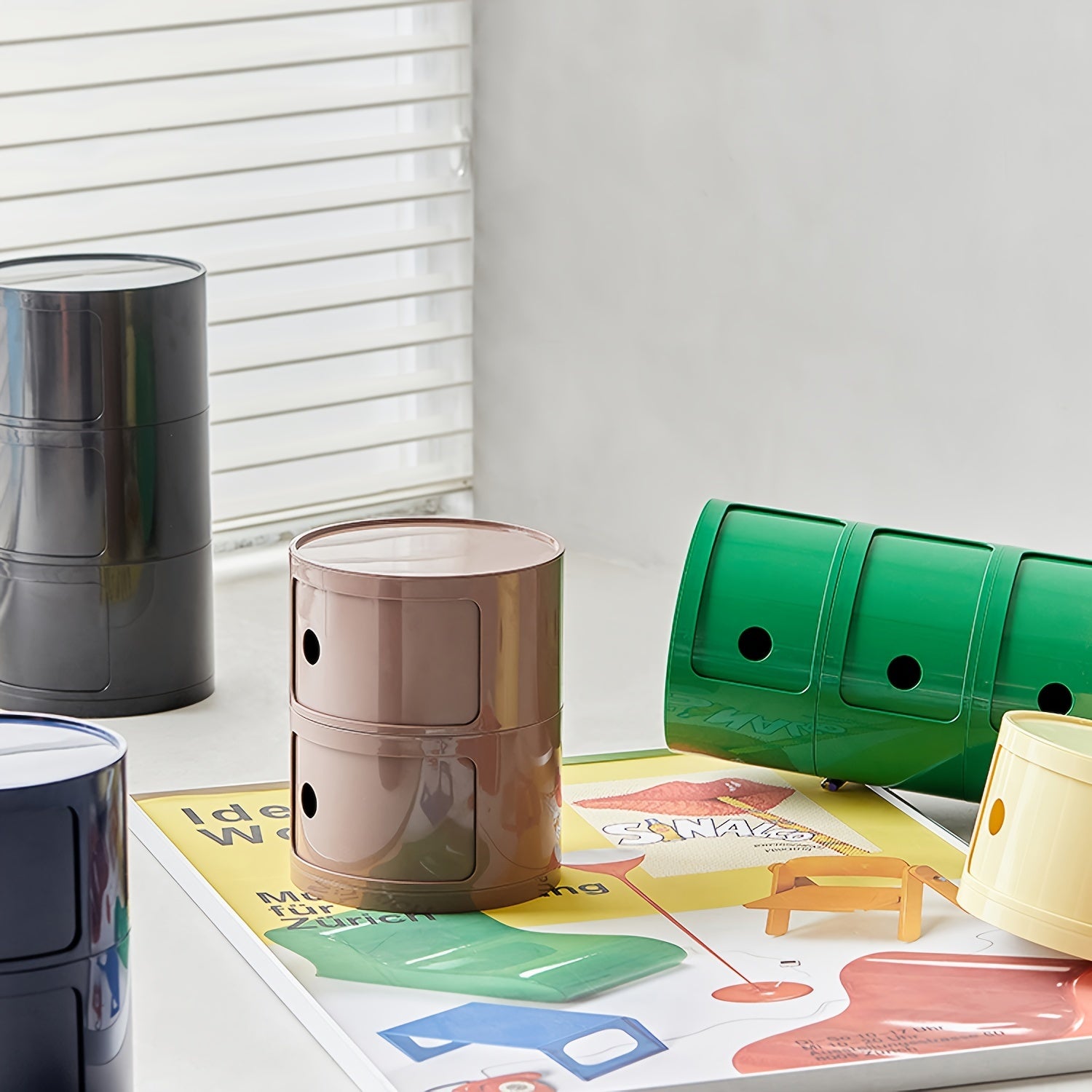 Mesa de Cabeceira Redonda – Móvel de Arrumação Branco