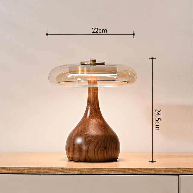 MushroomLuxe – Vintage Copper Table Lamp with Glass Design