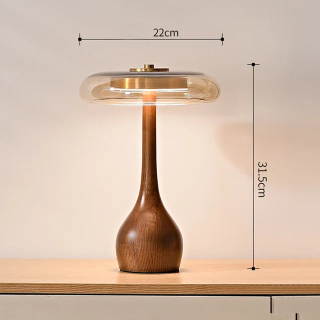MushroomLuxe – Vintage Copper Table Lamp with Glass Design