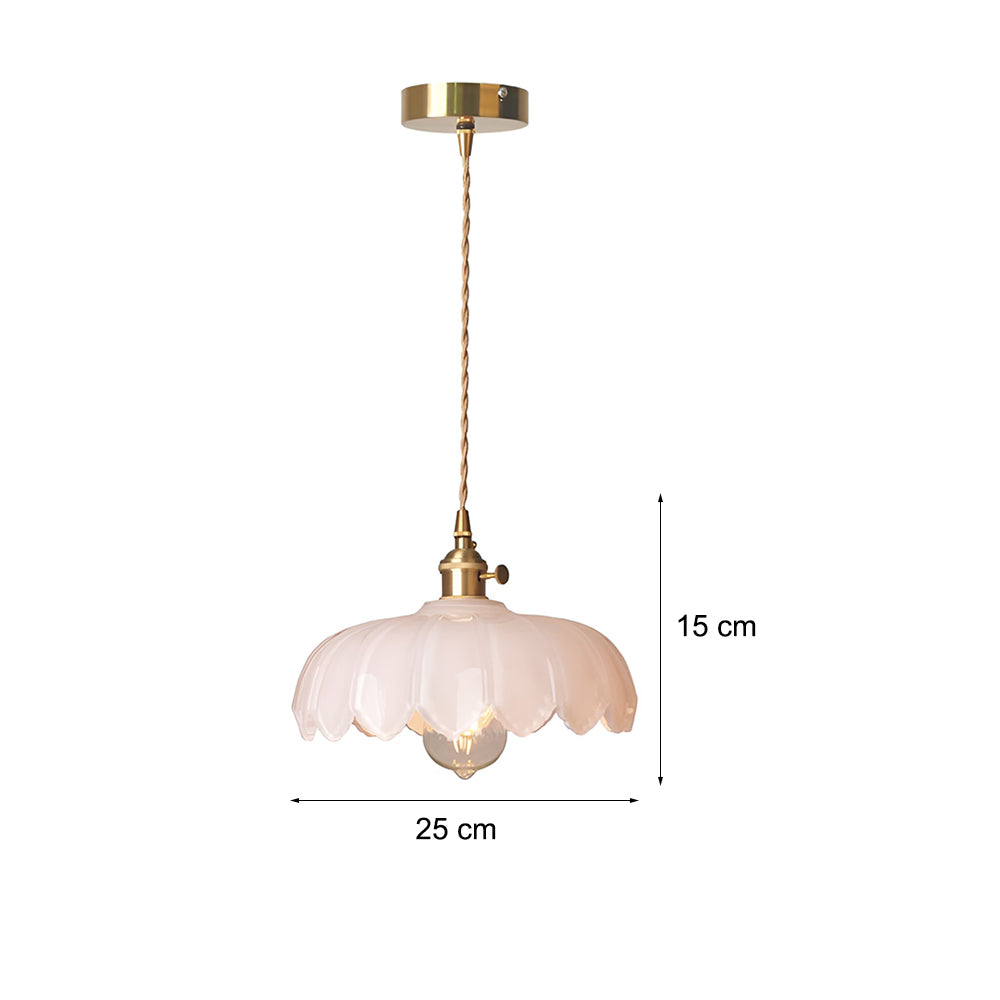 BrassBloom - Vintage Hanging Lamp of Glass and Brass for Living Room and Dining Room