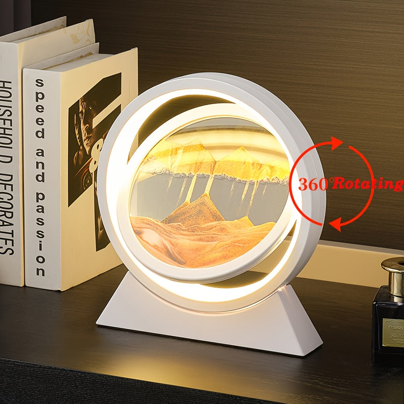 LumiSand - 3D Moving Sand Painting LED Table Lamp, Glass Sand Scene Night Light, Romantic Home Decor