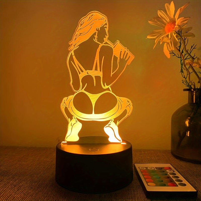 DecoLamp - Candeeiro de Mesa Artístico 3D com Comando à Distância, Alimentado por USB, 16 Opções de Cor