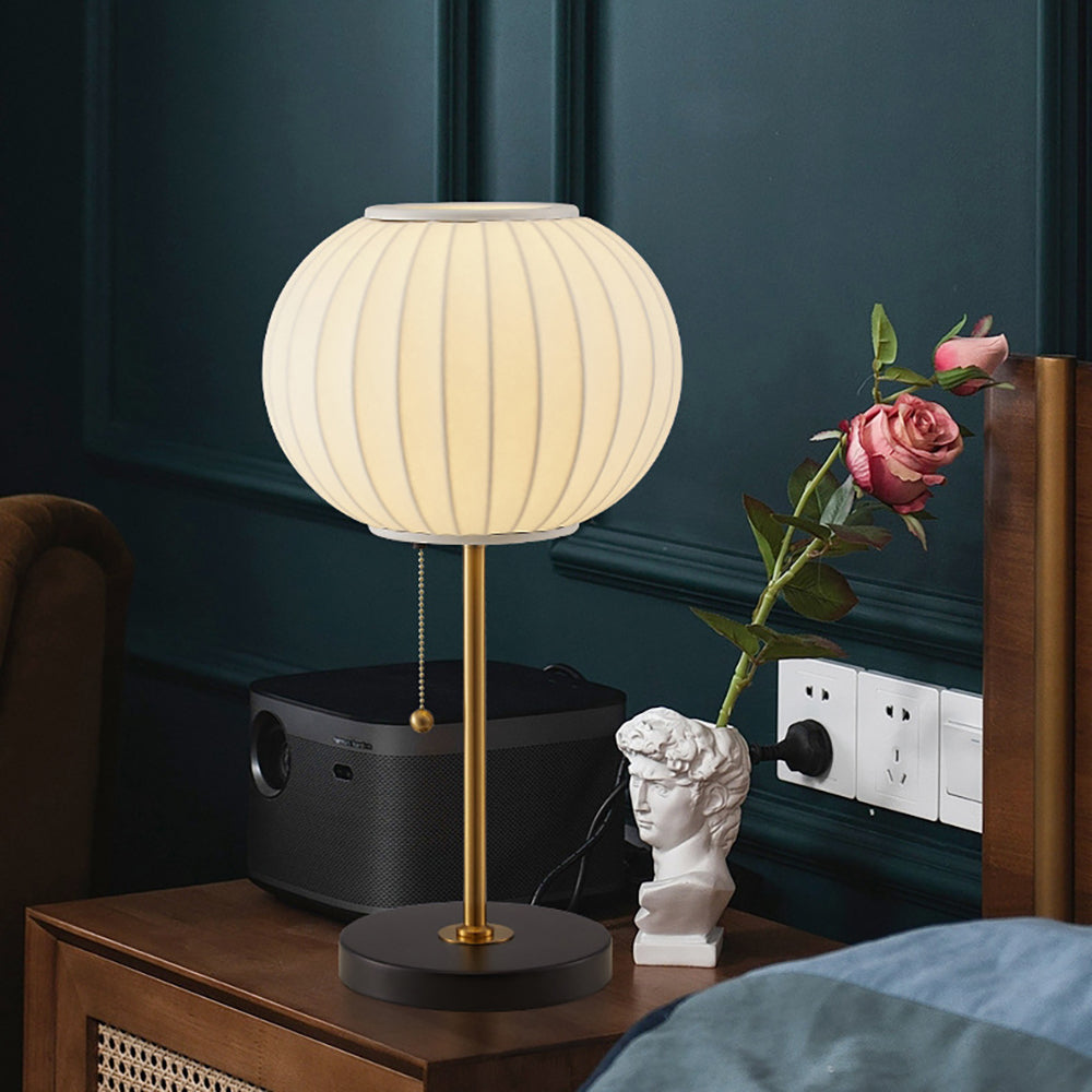 Lampada Notturna Bianca in Seta Classica per Camera da Letto