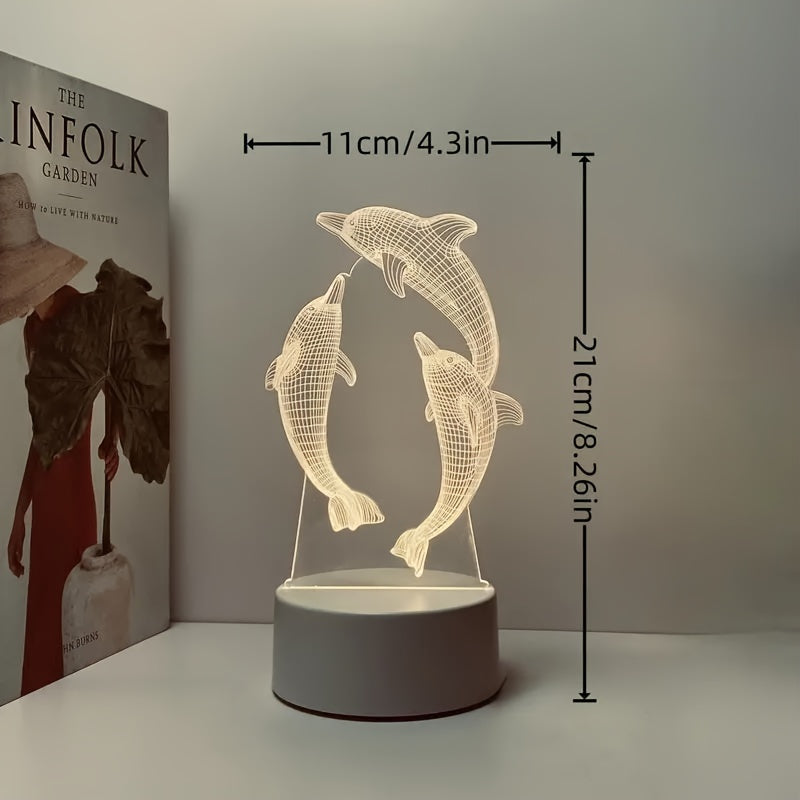 GeoDolphin - Modern 3D Illusion Table Lamp