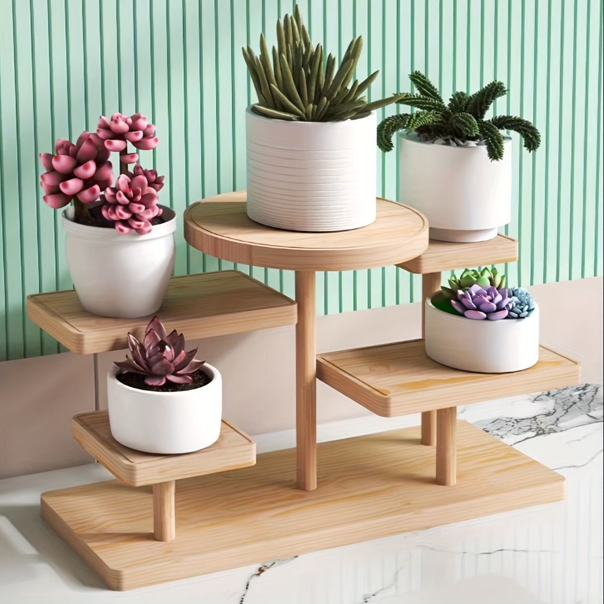 PlantStand - Versatile Wooden Stand for Succulents & Accessories, Layered Shelf