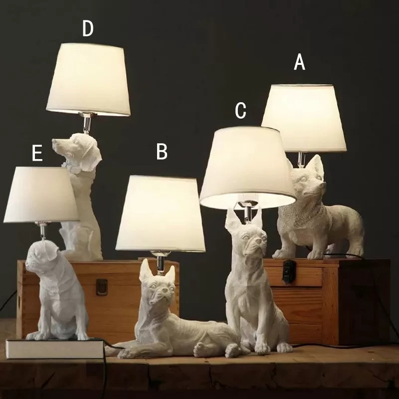 Lampada da tavolo per cani - Lampada da tavolo moderna in tessuto con resina per cameretta bambini
