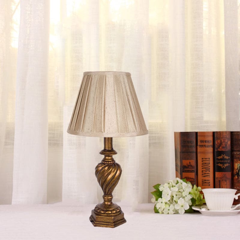 LuminoDesign - Lámpara de cama moderna con base de resina y pantalla plisada