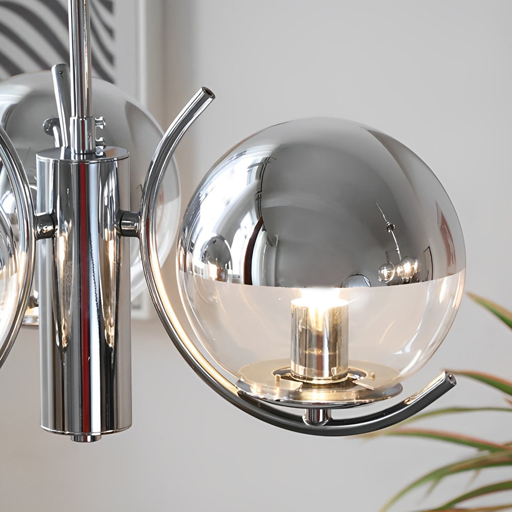 Lámpara de techo nórdica de hierro con globo de vidrio electrochapado de 4/5 luces