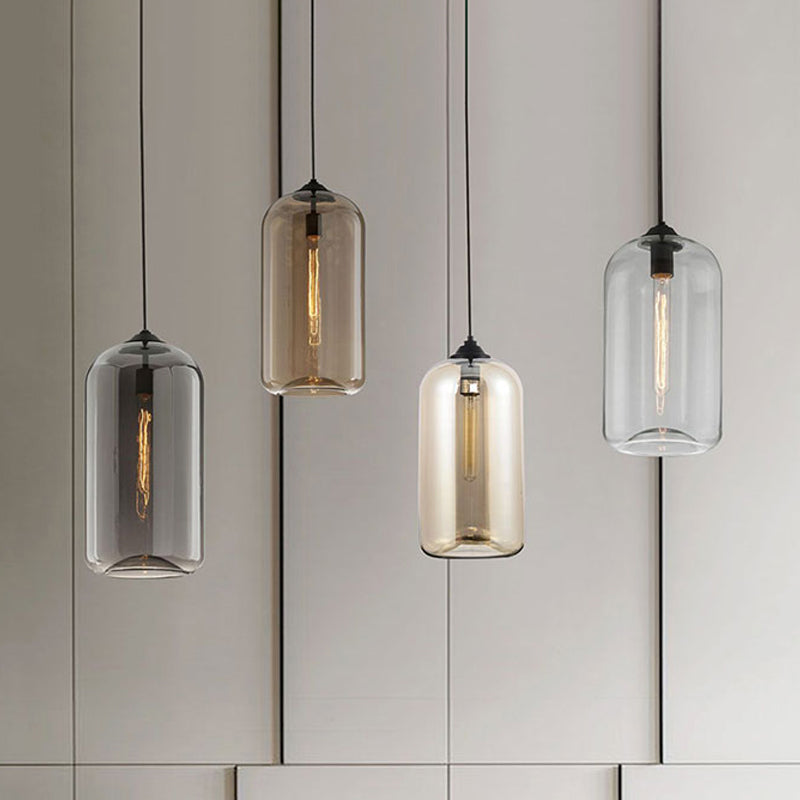 Wide Glass Pendant Lamp - Modern 1-Light Black Lamp