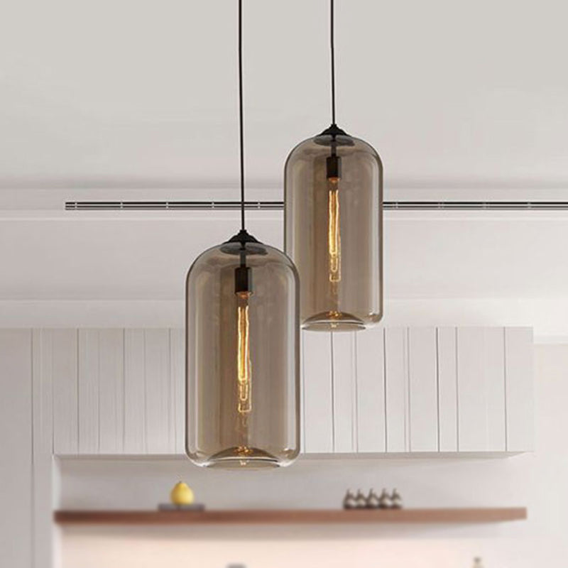 Wide Glass Pendant Lamp - Modern 1-Light Black Lamp