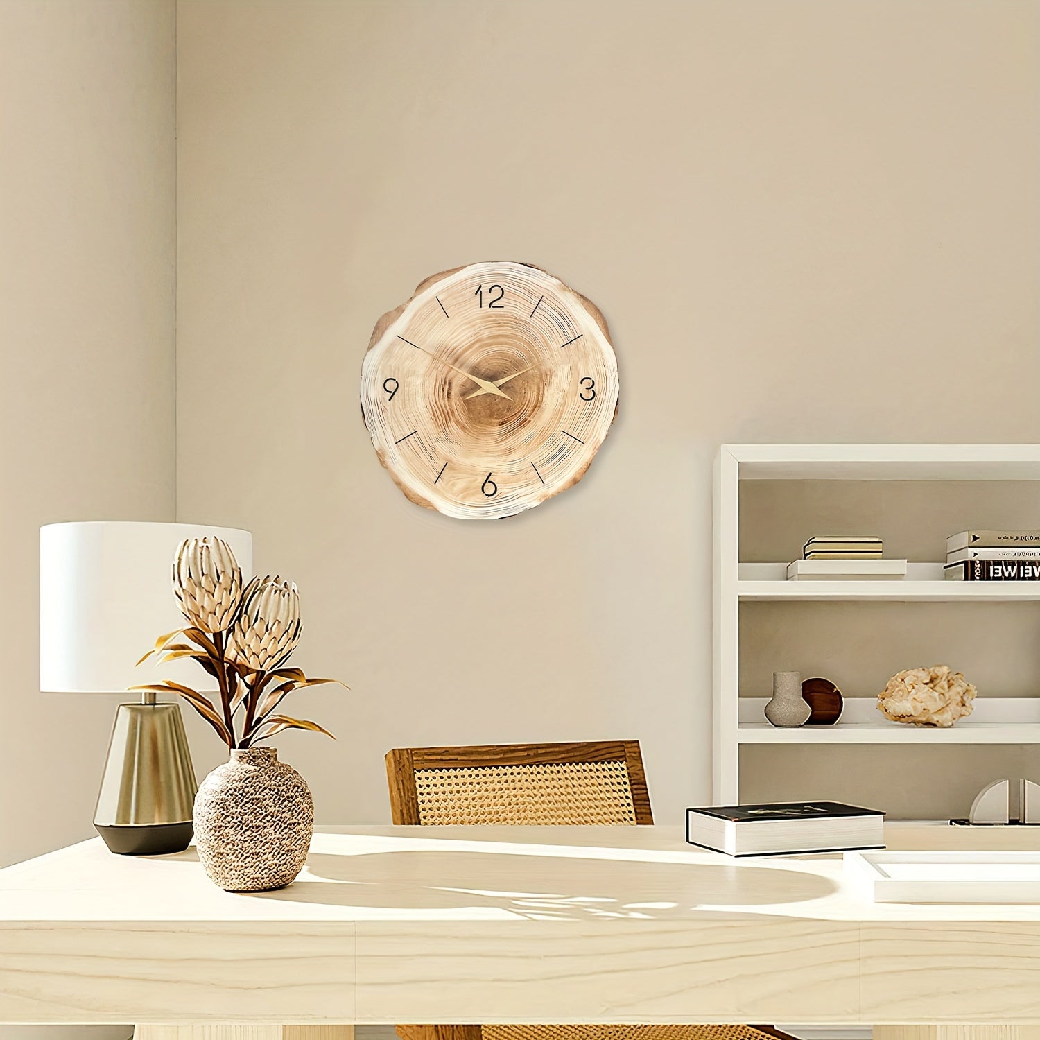 Stille Quartz Wandklok met Houten Frame