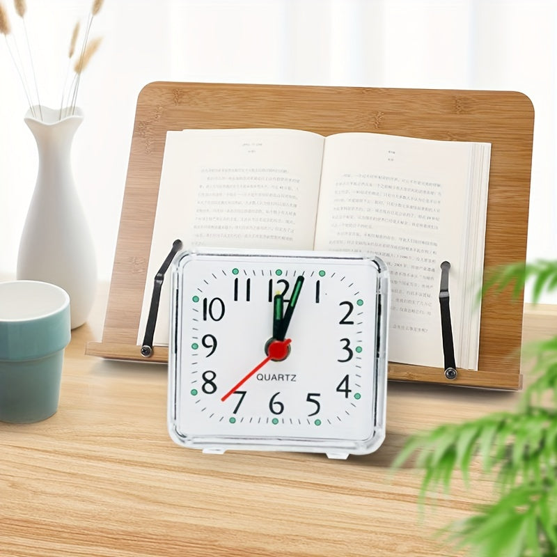 TimeSquare - Simple White Square Alarm Clock for Bedroom & Desk