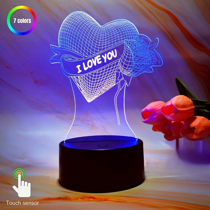 HartLicht - Lampada Illusione 3D a LED con Controllo Touch, 7 Colori e Alimentazione USB/Batteria